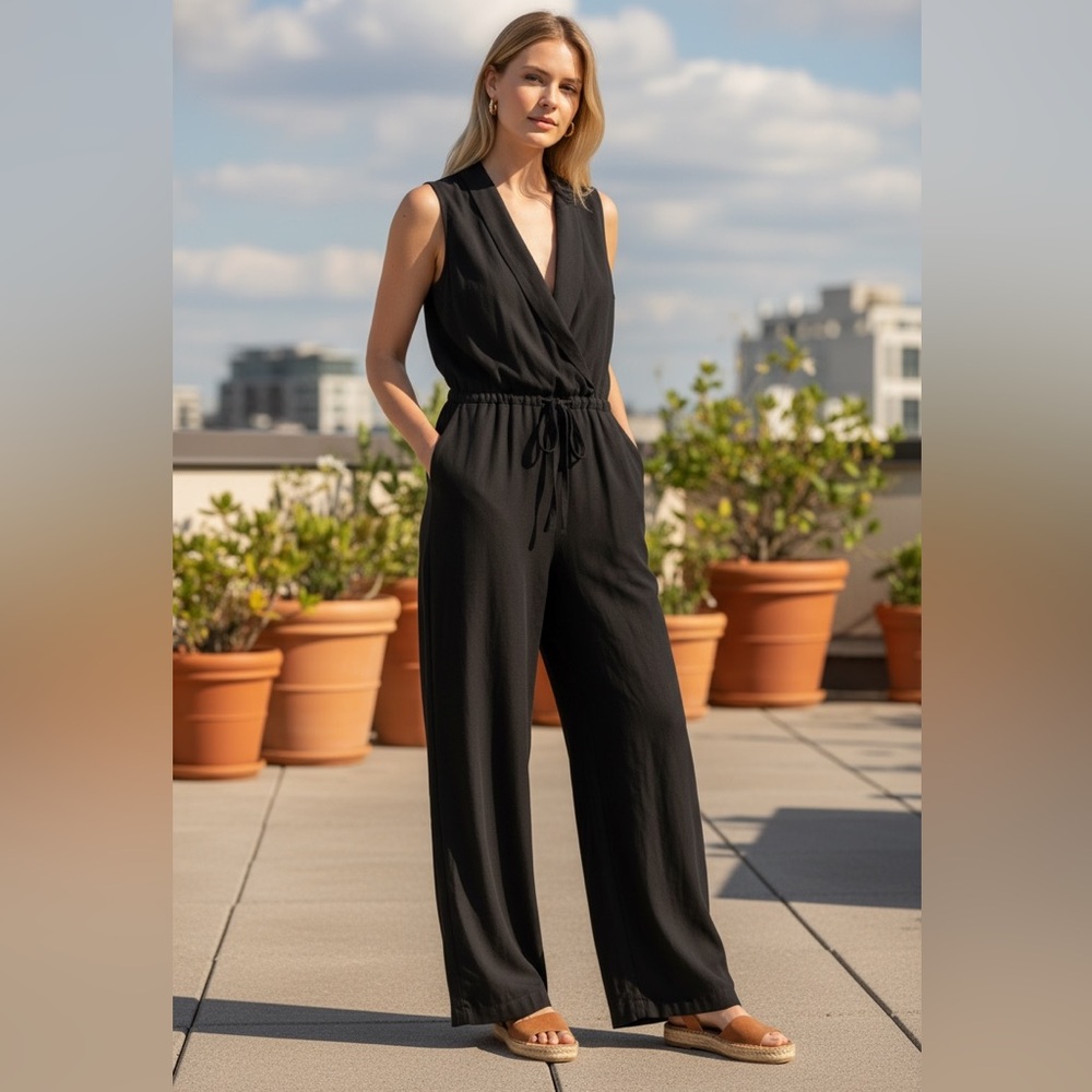 Gray Sleeveless V-Neck Sheath Jumpsuit new